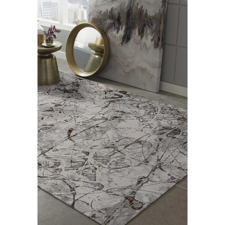 Homeroots 63 x 91 in. Ivory or Grey Polyester Rug 374777